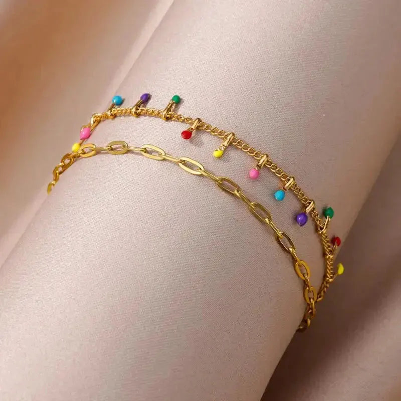 Anklets for Women Summer Beach Accessories Stainless Steel Imitation Pearl Chain Anklet Gold Color Leg Bracelets Bodychain Gifts by MAIDEN-ART
