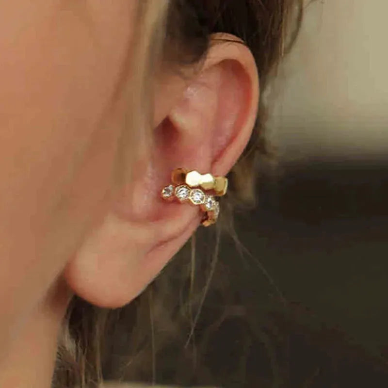 Punk Irregular Geometric Ear Cuff Earrings for Women Non-Piercing Metal Ear Clip Earring Fake Cartilage Fashion Jewelry Party by MAIDEN-ART