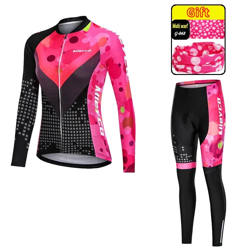 Women Long Sleeve Cycling Jersey Set MTB Bike Quick Dry Breathable Cycling Suit by Vimost Shop