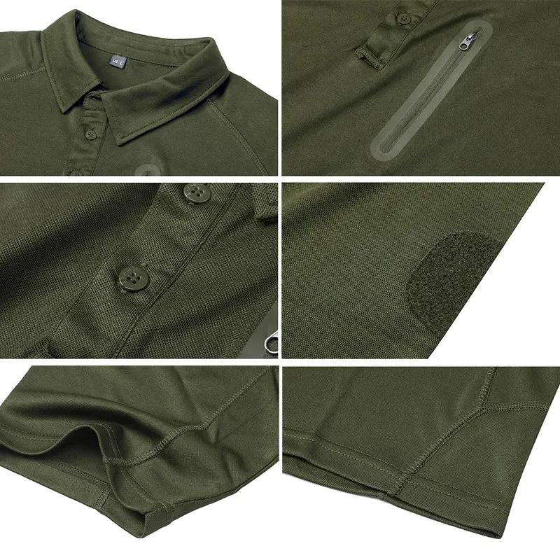 Men's Short Sleeve Polo Shirts Summer Tactical Polo with Zip Pocket Outdoor Hiking Golf Shirt Big Plus Size USA Size by Vimost Shop