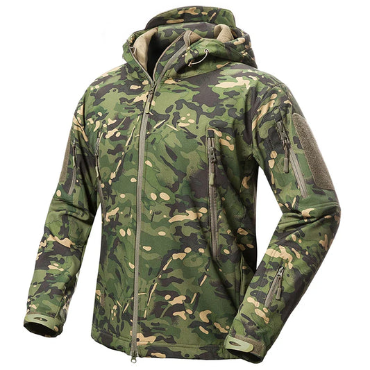 Men's Soft Shell Camouflage Tactical Jacket Men Waterproof Fleece Lined Coat Hooded Outdoor Hiking Hunting Clothes by Vimost Shop