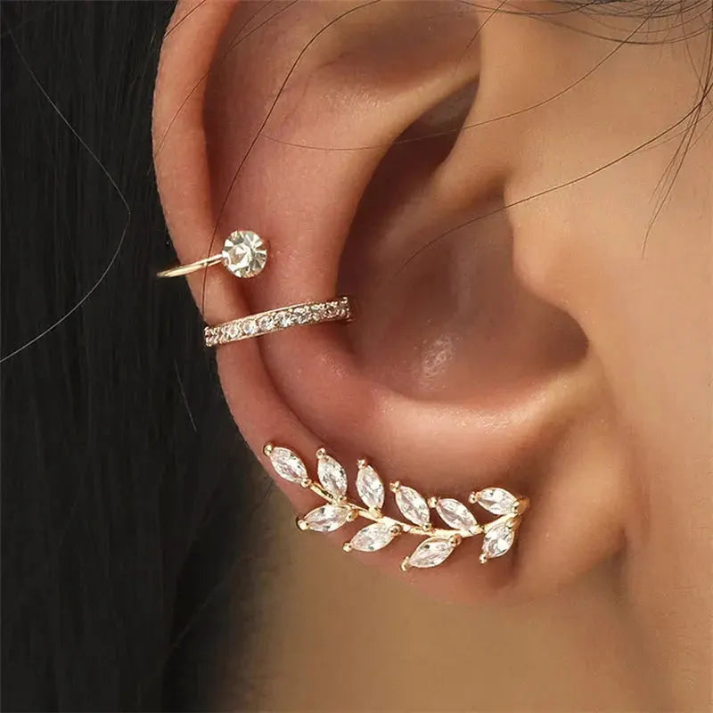 VAGZEB Bohemian NO Piercing Crystal Rhinestone Ear Cuff Wrap Stud Clip Earrings For Women Girl Trendy Earrings Jewelry Bijoux by Maiden-Art