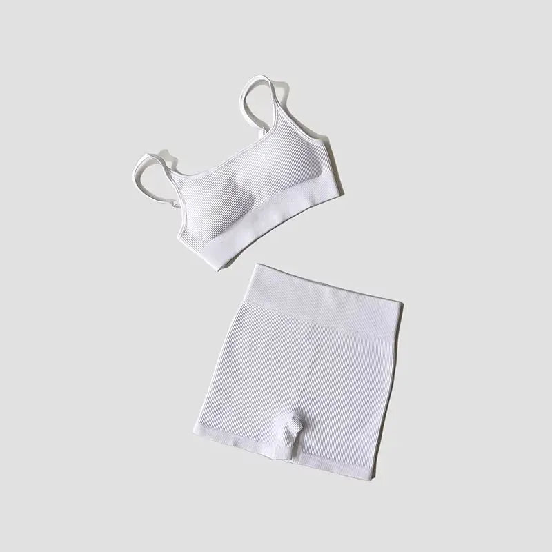 Women’s Seamless Yoga Set with Padded Sports Bra & Workout Shorts by Vimost Shop