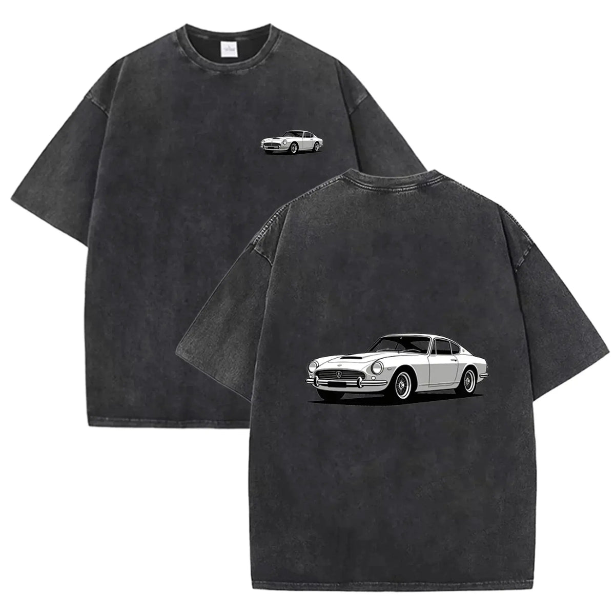 Teal Acid Wash Retro Vintage Coupe Car Print Classic Car Lover Casual Tee by Vimost Shop