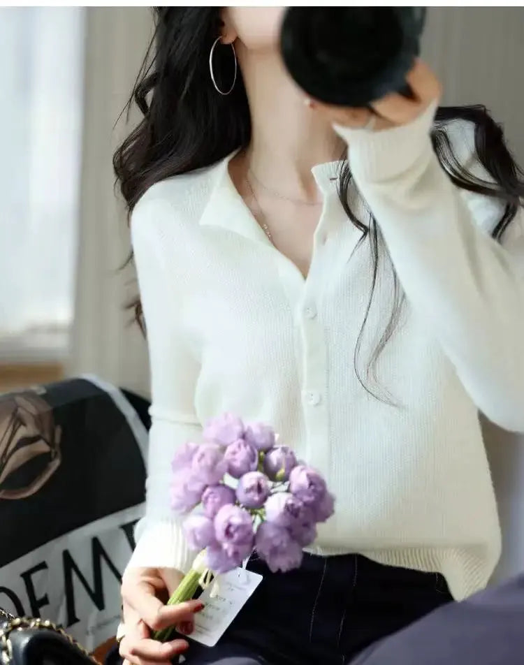 Autumn Women's Pure Cashmere Cardigan - European Style High-end Early Autumn Soft Knit Short Sweater Coat by Vimost Shop