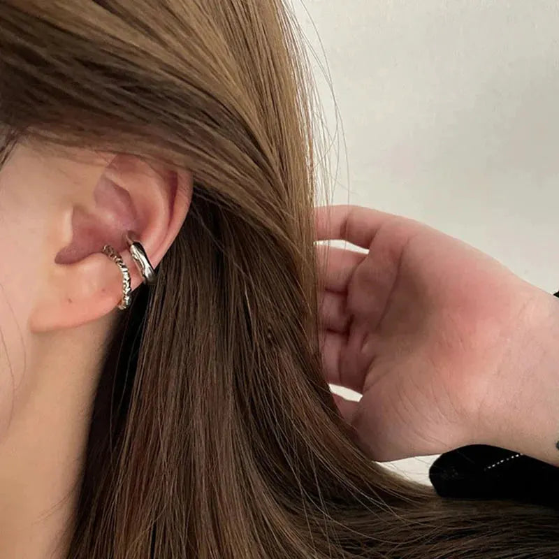 Punk Irregular Geometric Ear Cuff Earrings for Women Non-Piercing Metal Ear Clip Earring Fake Cartilage Fashion Jewelry Party by MAIDEN-ART