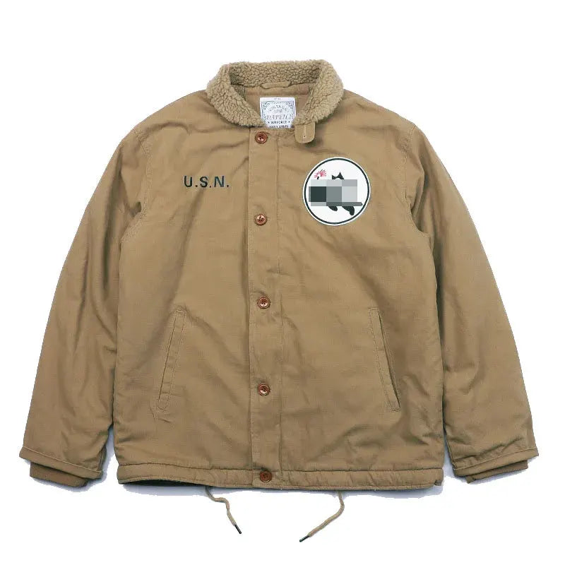 Drop Shipping N1 Thick Winter Mens Sherpa Fleece Deck Jacket with Embroidered Patch by Vimost Shop