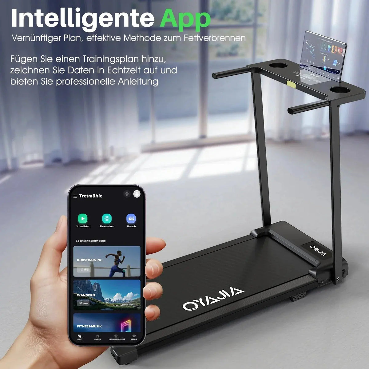 Treadmill Walking Pad for Home 3in1 Folding Under Desk Treadmill 2.5HP Smart Walking Treadmill with APP & LED Display by MAIDEN-ART
