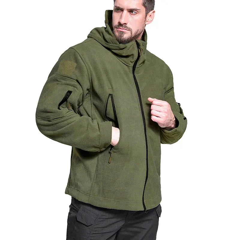 Men's Warm Tactical Fleece Jacket Zip Up Thicken Polar Hoodie Winter Outdoor Sport Hiking Hooded Coat Multi-Pocket by Vimost Shop
