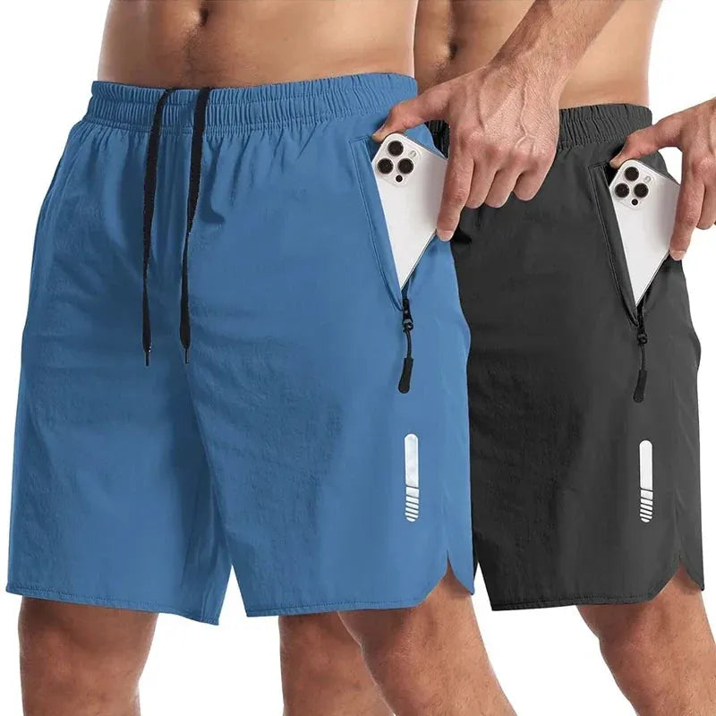 Men’s Nylon-Blend Running Shorts with Drawstring Waist and Zippered Pocket by Vimost Shop