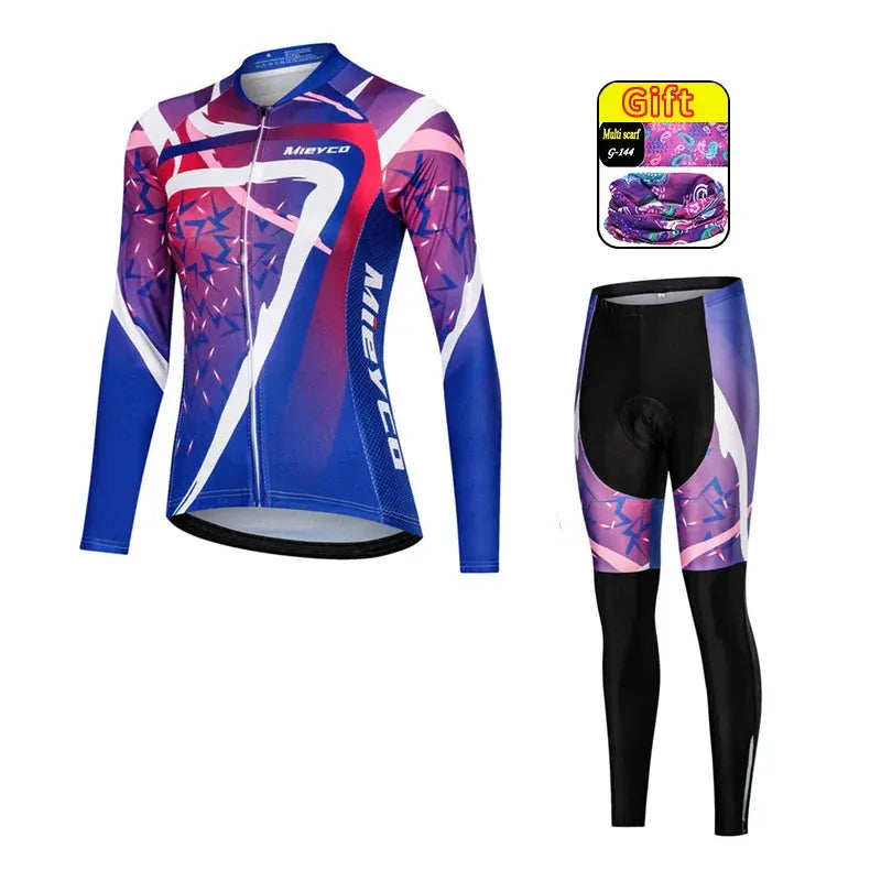 Women Long Sleeve Cycling Jersey Set MTB Bike Quick Dry Breathable Cycling Suit by Vimost Shop