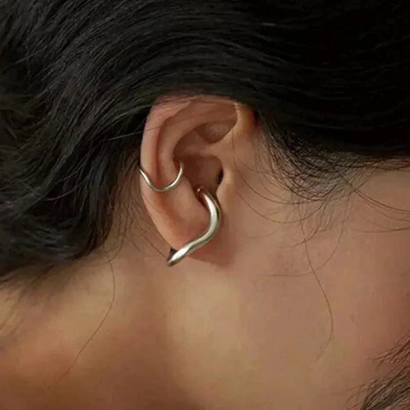Punk Irregular Geometric Ear Cuff Earrings for Women Non-Piercing Metal Ear Clip Earring Fake Cartilage Fashion Jewelry Party by MAIDEN-ART