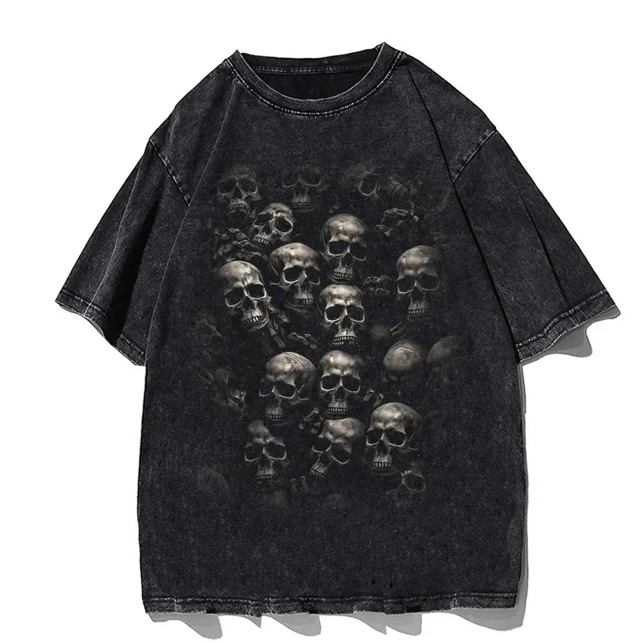 Hip-Hop Skull T-Shirt Men Vintage Harajuku Y2K Streetwear Black Cotton Tee by Vimost Shop
