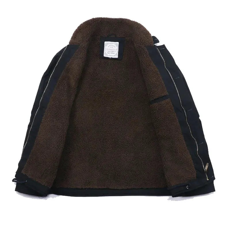 Drop Shipping N1 Thick Winter Mens Sherpa Fleece Deck Jacket with Embroidered Patch by Vimost Shop