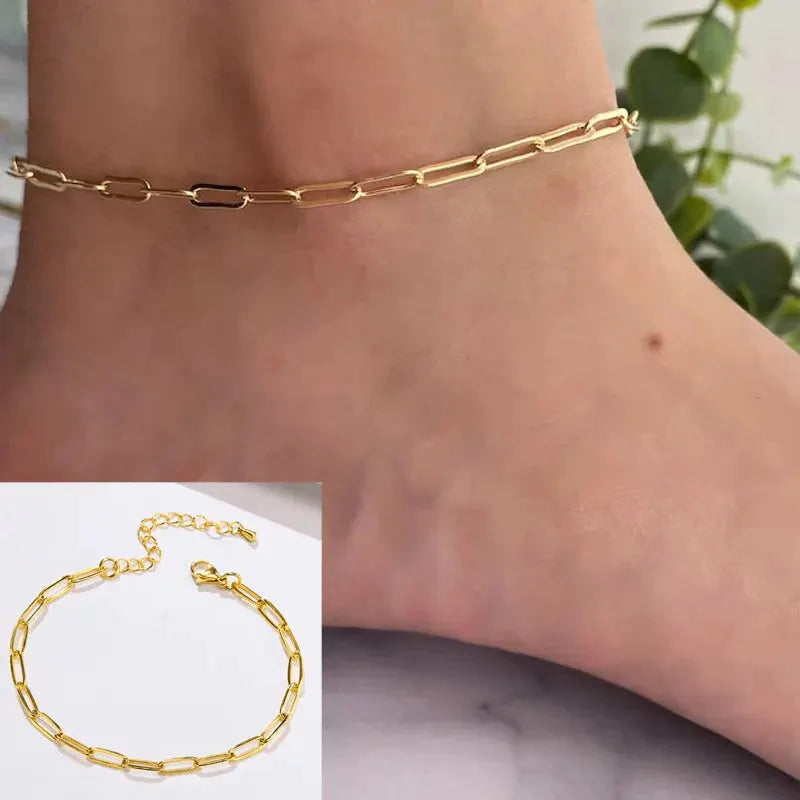 Snake Chain Anklet for Women Girls Adjustable Summer Beach Chain Anklet Bracelet Mother's Day Gifts Stainless Steel Not Allergic by Maiden-Art