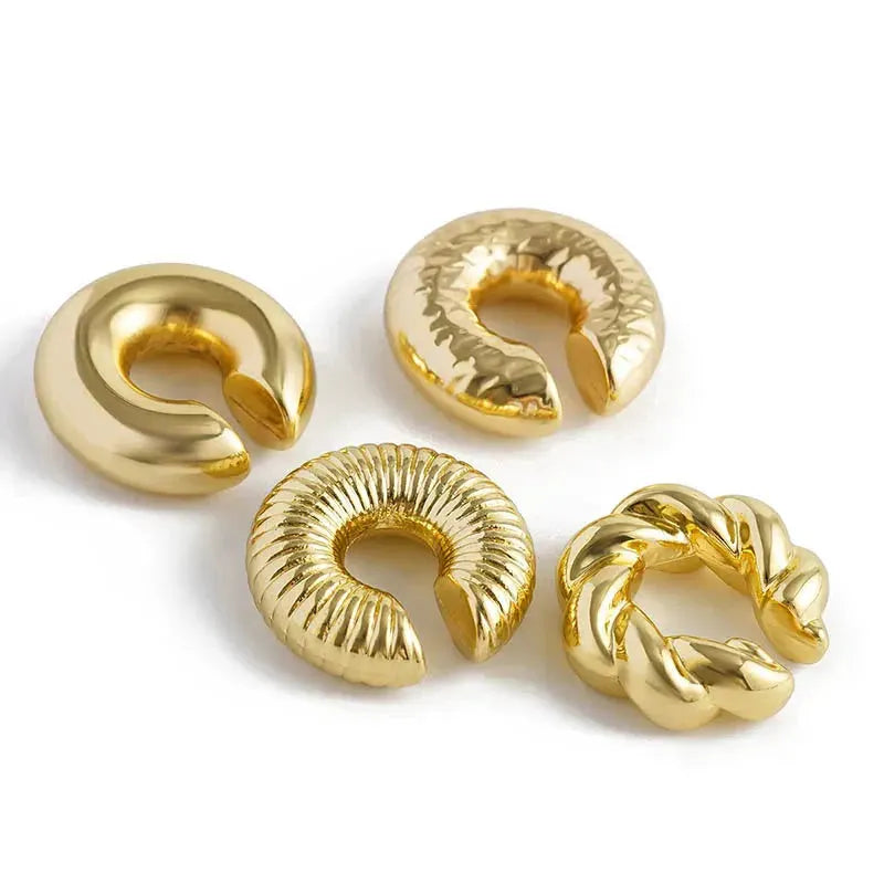 1 Pair Smooth Circle C Shape Clip Earrings For Women Lightweight Without Piercing Cartilage Ear Cuff Gold Silver Color Earrings by MAIDEN-ART