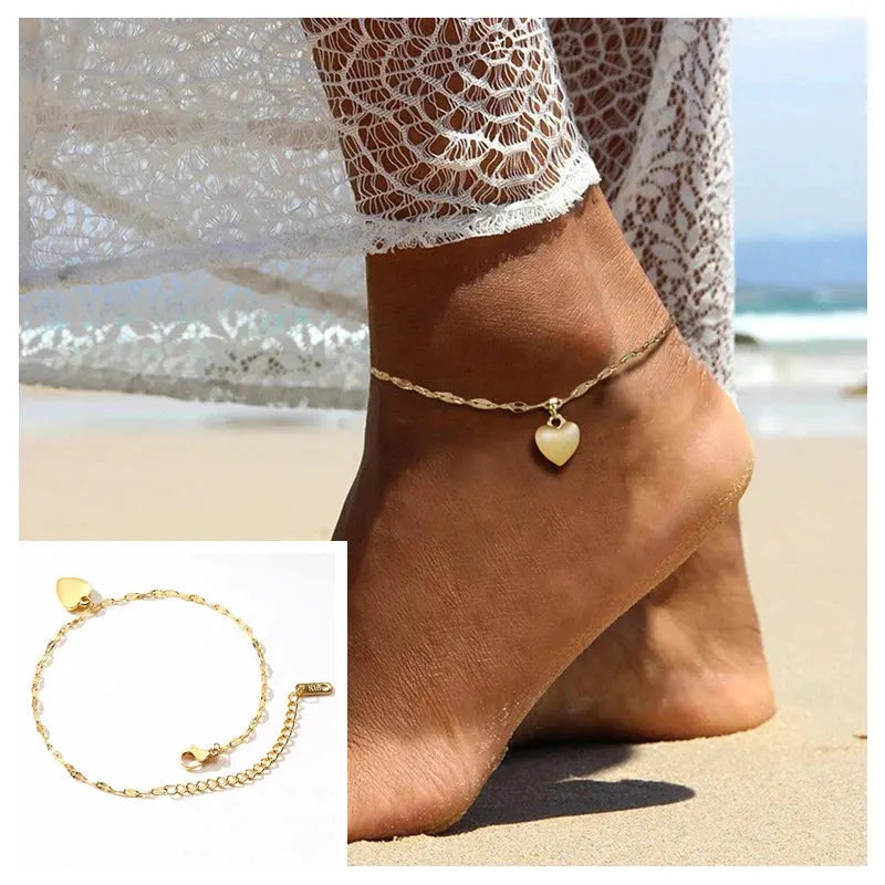 Snake Chain Anklet for Women Girls Adjustable Summer Beach Chain Anklet Bracelet Mother's Day Gifts Stainless Steel Not Allergic by Maiden-Art