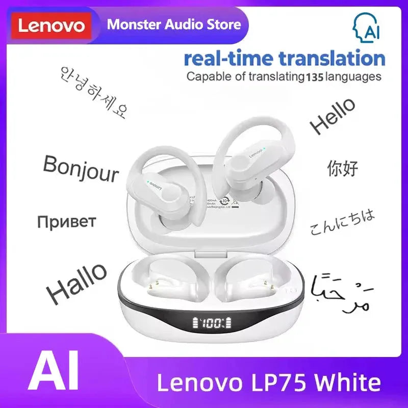 Original Lenovo LP75 TWS Bluetooth V5.3 Headphones Wireless LED Digital Display Earphones Noise Reduction Waterproof Headset New by MAIDEN-ART