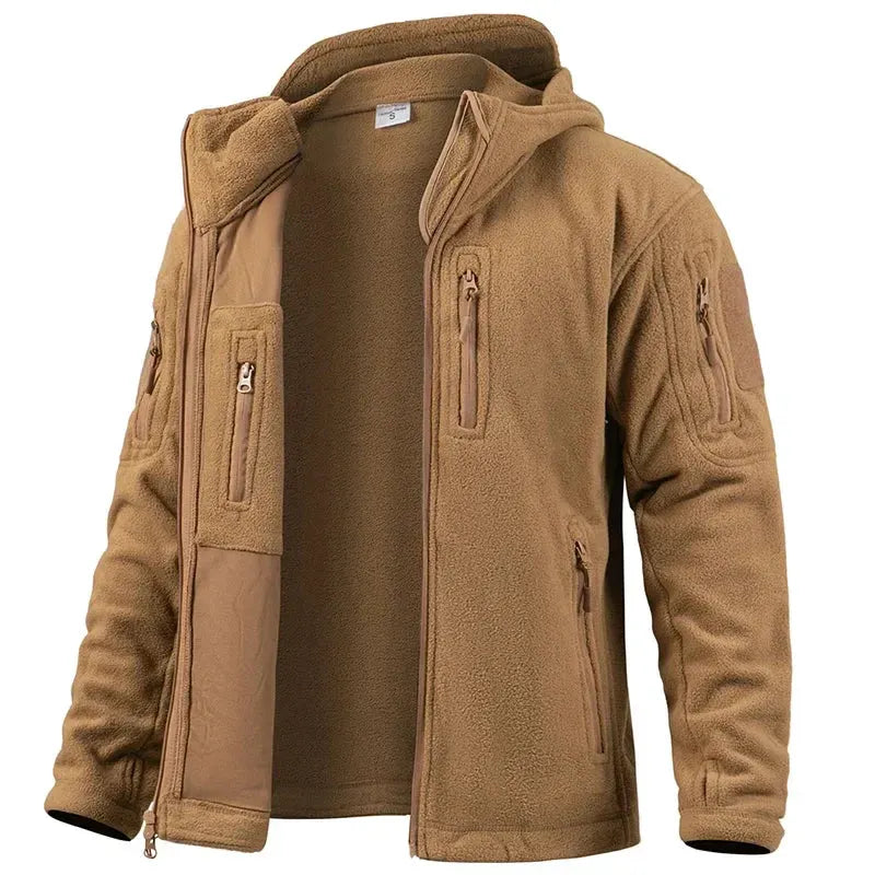 Men's Hunting Fleece Jacket Hiking Hunting Outdoor Fleece Tactical Jacket Winter Warm Full Zip Military Hoodies Multi-Pockets by Vimost Shop