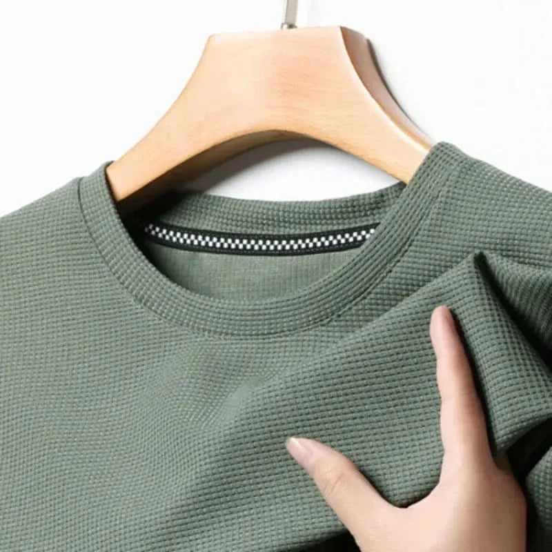 Men’s Waffle-Texture Crew-Neck T-Shirt by Vimost Shop