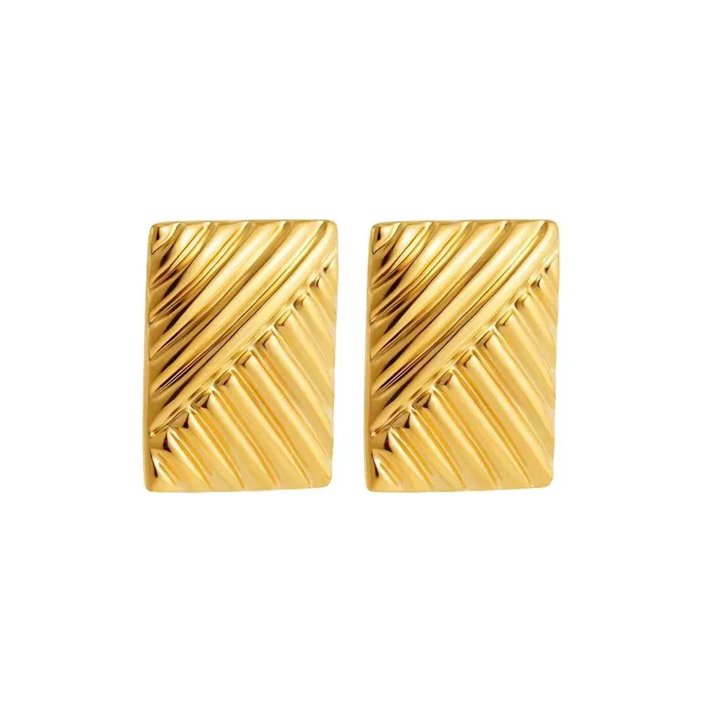 Trendy Stainless Steel Multilayer Circle Twist Knot Earrings for Women Texture Mixed Color Gold Plated Statement Earring Bijoux by Maiden-Art