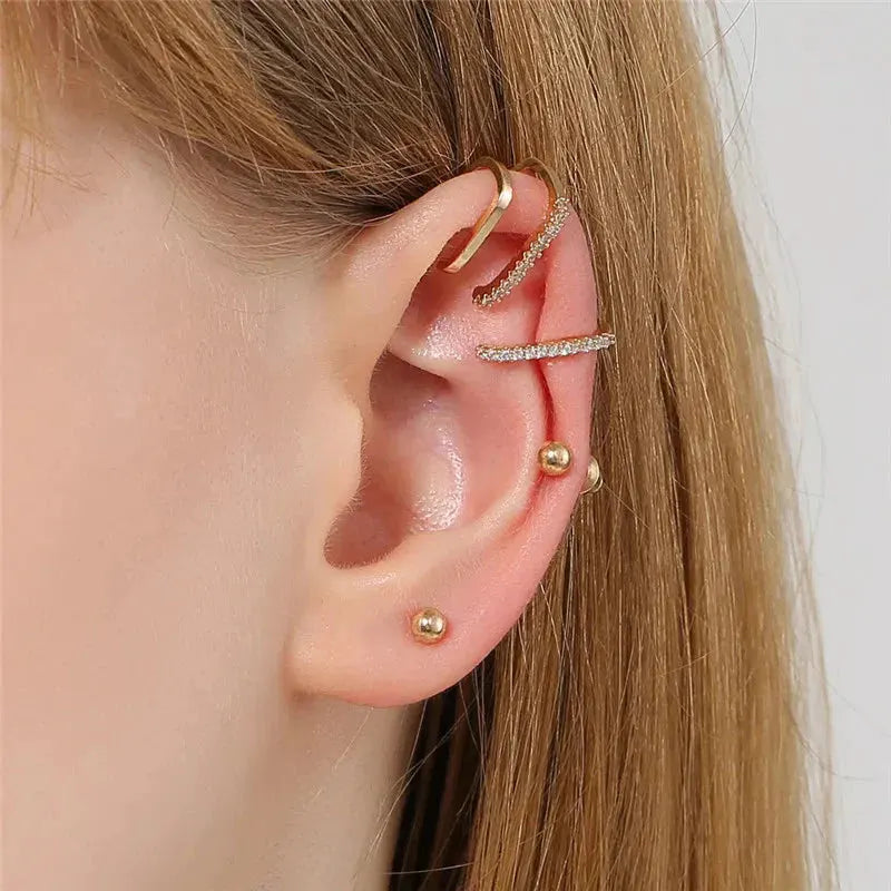 VAGZEB Bohemian NO Piercing Crystal Rhinestone Ear Cuff Wrap Stud Clip Earrings For Women Girl Trendy Earrings Jewelry Bijoux by Maiden-Art