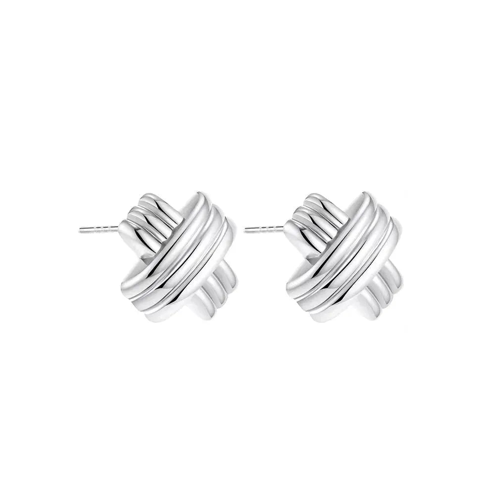 Trendy Stainless Steel Multilayer Circle Twist Knot Earrings for Women Texture Mixed Color Gold Plated Statement Earring Bijoux by Maiden-Art