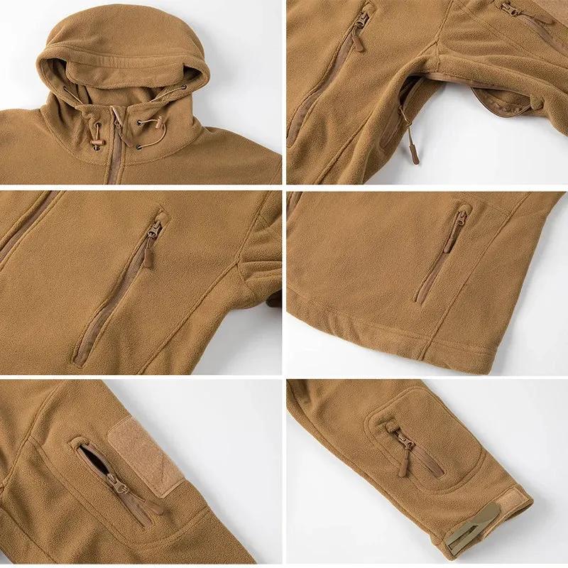 Winter Tactical Fleece Hoodie Jacket Men Warm Outdoor Sport Hooded Coat Multi-Pocket Casual Full Zip Hiking Jacket by Vimost Shop