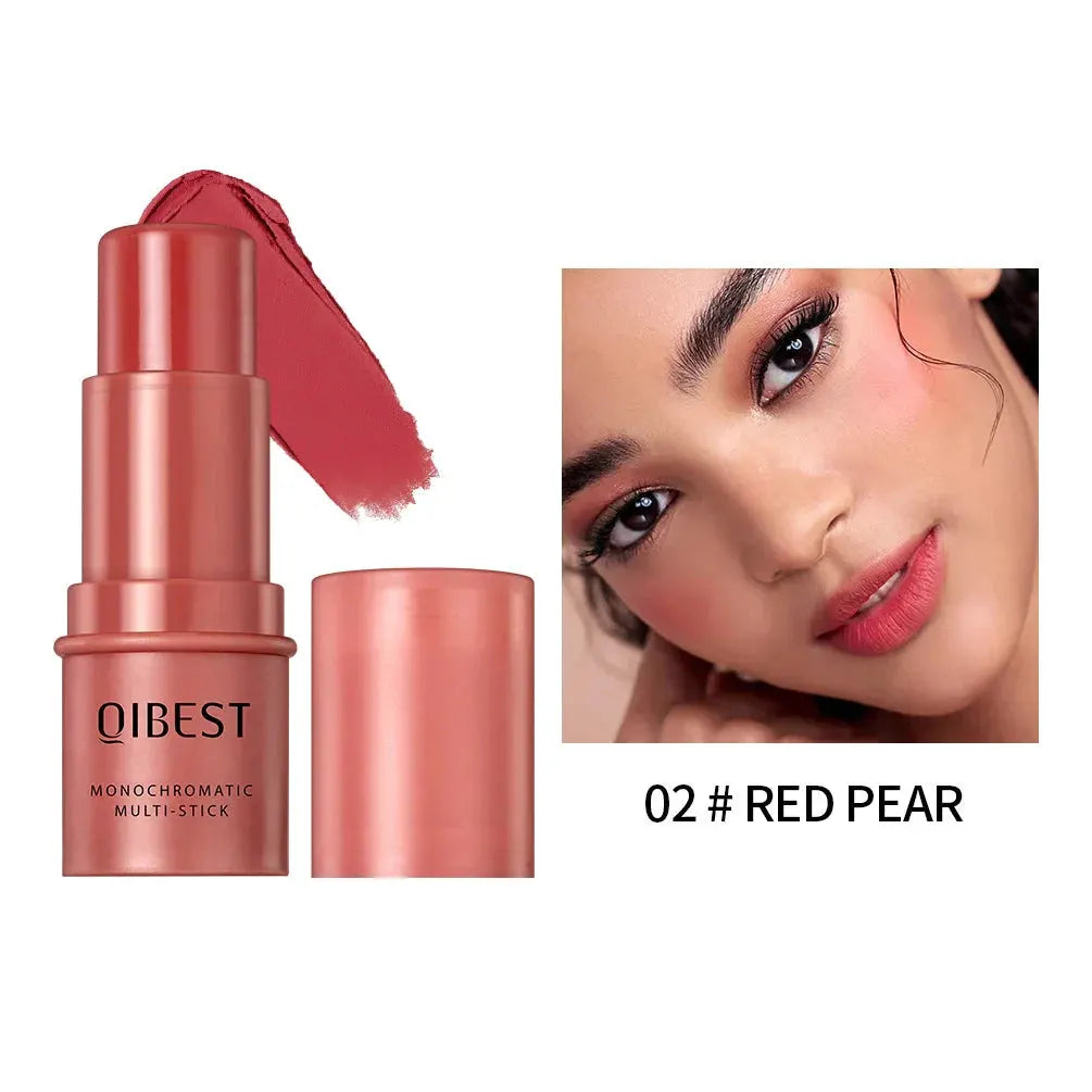 3-in-1 Cheek Blush Stick Lip Tinted Eyes Cheek Lips Brighten Cream Water-resistant Moisturizing Face Contouring Shadow Blusher by Maiden-Art