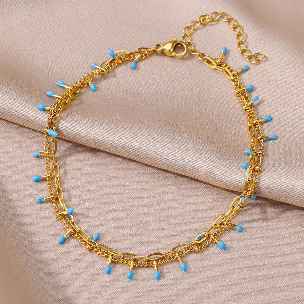 Anklets for Women Summer Beach Accessories Stainless Steel Imitation Pearl Chain Anklet Gold Color Leg Bracelets Bodychain Gifts by MAIDEN-ART