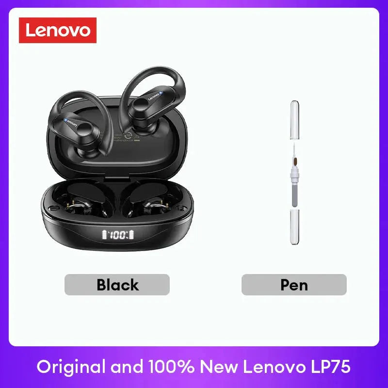 Original Lenovo LP75 TWS Bluetooth V5.3 Headphones Wireless LED Digital Display Earphones Noise Reduction Waterproof Headset New by MAIDEN-ART