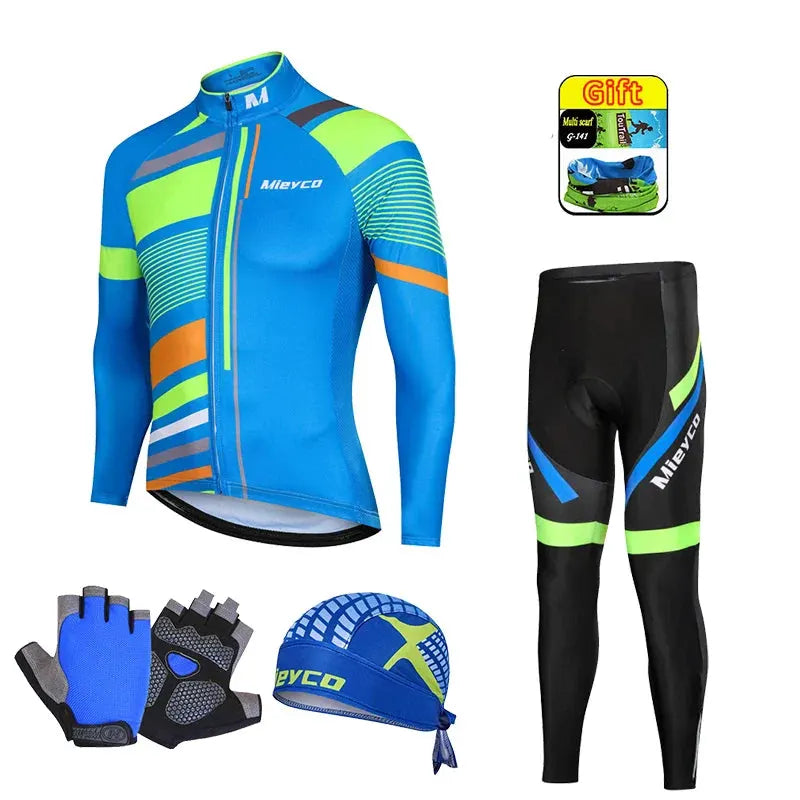 Men Autumn Long Sleeve Cycling Jersey Set MTB Mountain Bike Sportswear Slim Fit by Vimost Shop