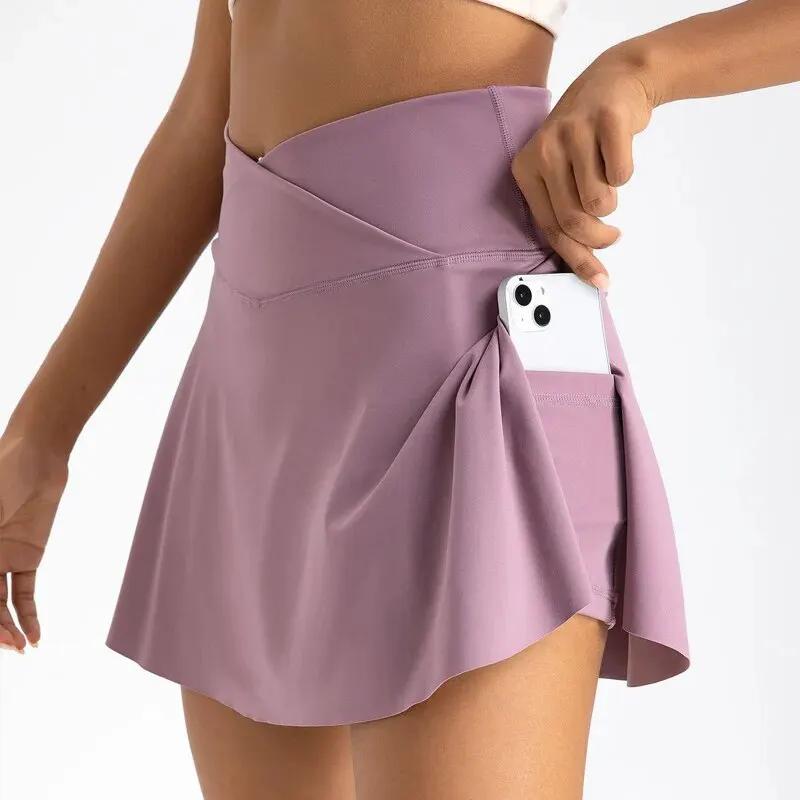 Women Pleated Tennis Skirt with Pockets Shorts Athletic Skirts Crossover High Waisted Athletic Golf Skorts Workout Sports Skirts by Vimost Shop