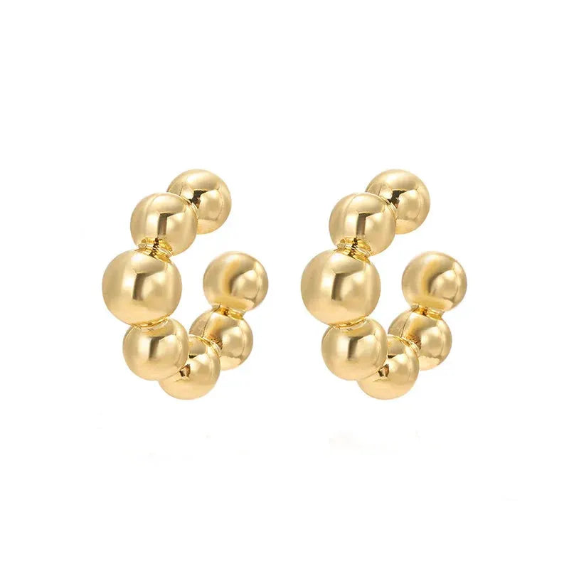 1 Pair Smooth Circle C Shape Clip Earrings For Women Lightweight Without Piercing Cartilage Ear Cuff Gold Silver Color Earrings by MAIDEN-ART