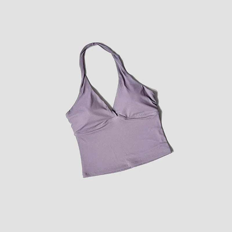 Women’s Halter Backless Sports Tank with Built-In Pads by Vimost Shop