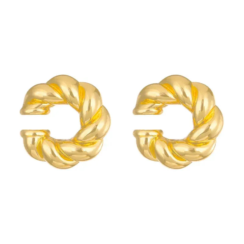 1 Pair Smooth Circle C Shape Clip Earrings For Women Lightweight Without Piercing Cartilage Ear Cuff Gold Silver Color Earrings by MAIDEN-ART