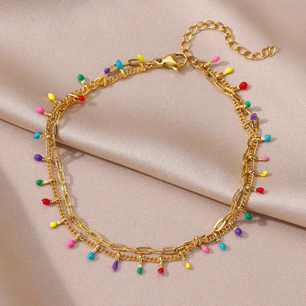 Anklets for Women Summer Beach Accessories Stainless Steel Imitation Pearl Chain Anklet Gold Color Leg Bracelets Bodychain Gifts by MAIDEN-ART