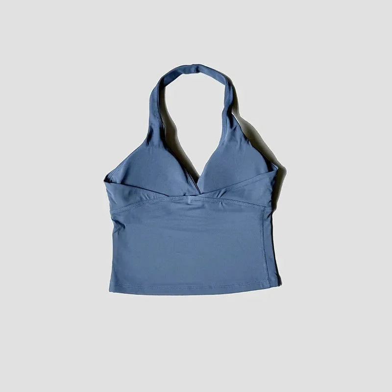 Women’s Halter Backless Sports Tank with Built-In Pads by Vimost Shop