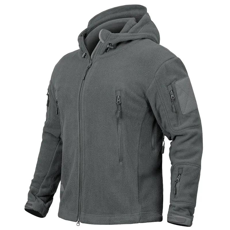 Winter Tactical Fleece Hoodie Jacket Men Warm Outdoor Sport Hooded Coat Multi-Pocket Casual Full Zip Hiking Jacket by Vimost Shop