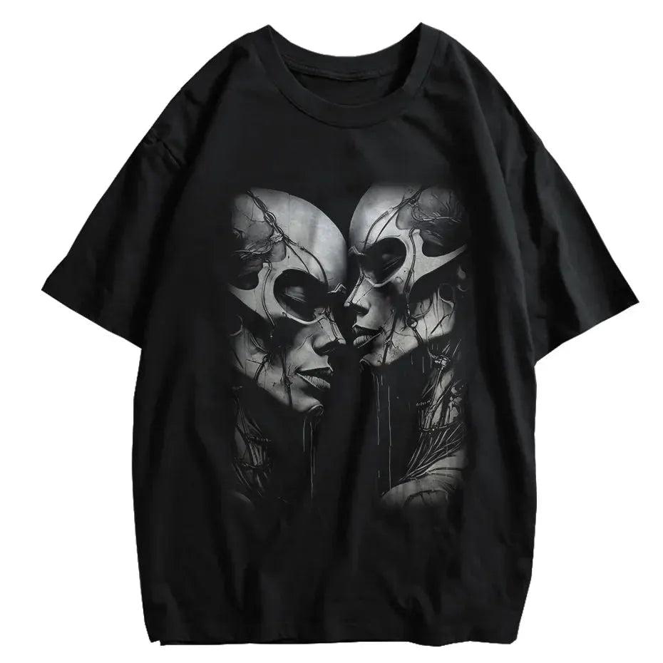 Japanese Cat Cartoon Graphic Baggy T-Shirt Men Streetwear by Vimost Shop