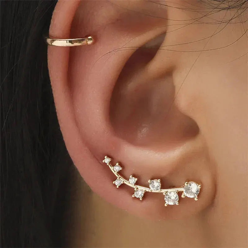 VAGZEB Bohemian NO Piercing Crystal Rhinestone Ear Cuff Wrap Stud Clip Earrings For Women Girl Trendy Earrings Jewelry Bijoux by Maiden-Art
