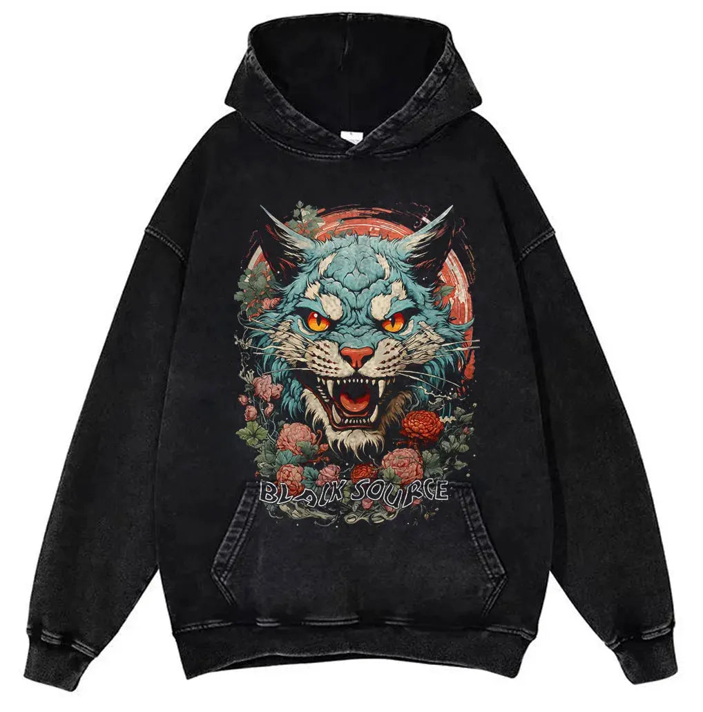 Japanese Tiger Head Graphic T-Shirt Oversized Streetwear Y2K Tee by Vimost Shop