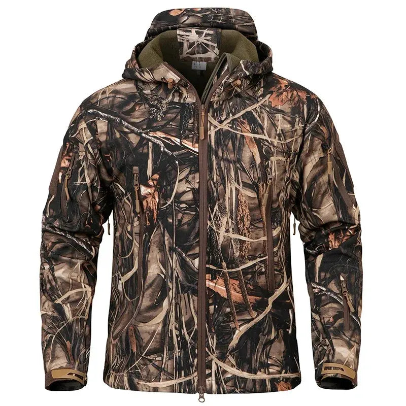 Men's Silent Camouflage Hunting Jacket Waterproof Fleece Tactical Jackets Soft Shell Outdoor Hiking Fishing Hooded Coat by Vimost Shop