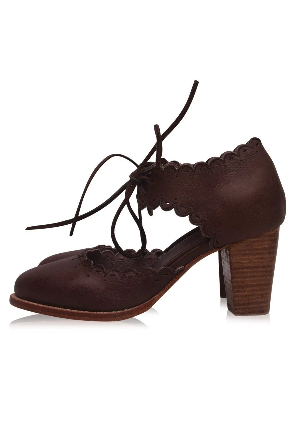 Dance Queen Scalloped Leather Heels by ELF