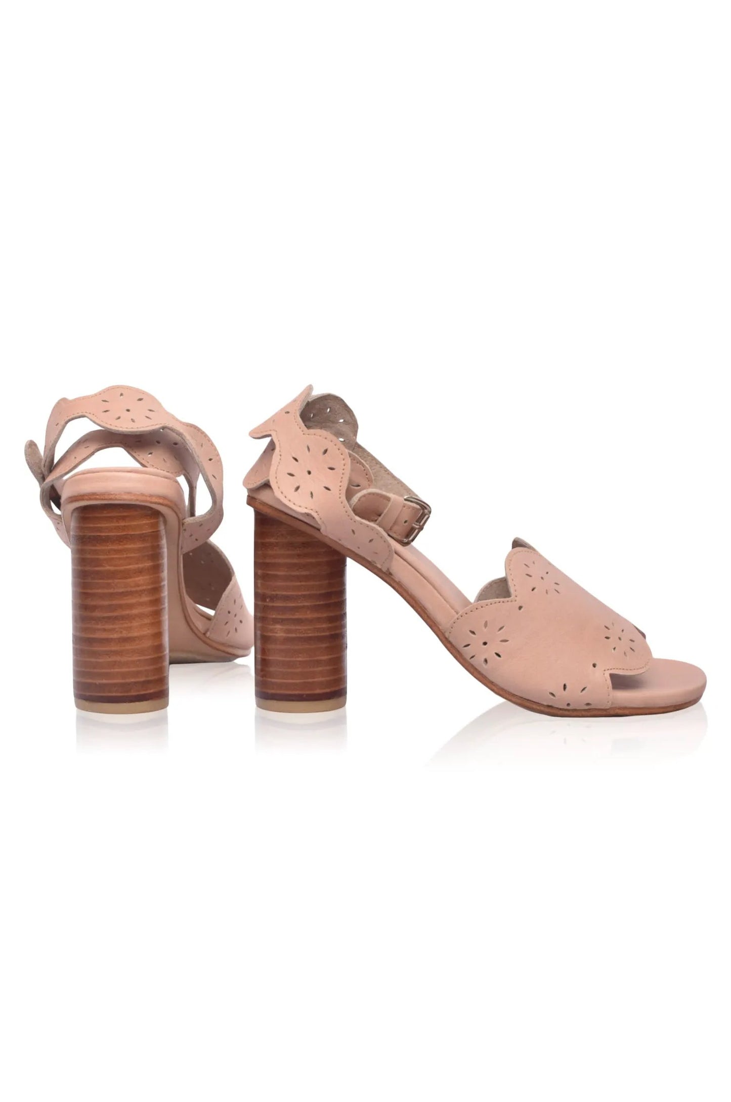 Sakura Block Heel Leather Sandals (Sz. 7) by ELF