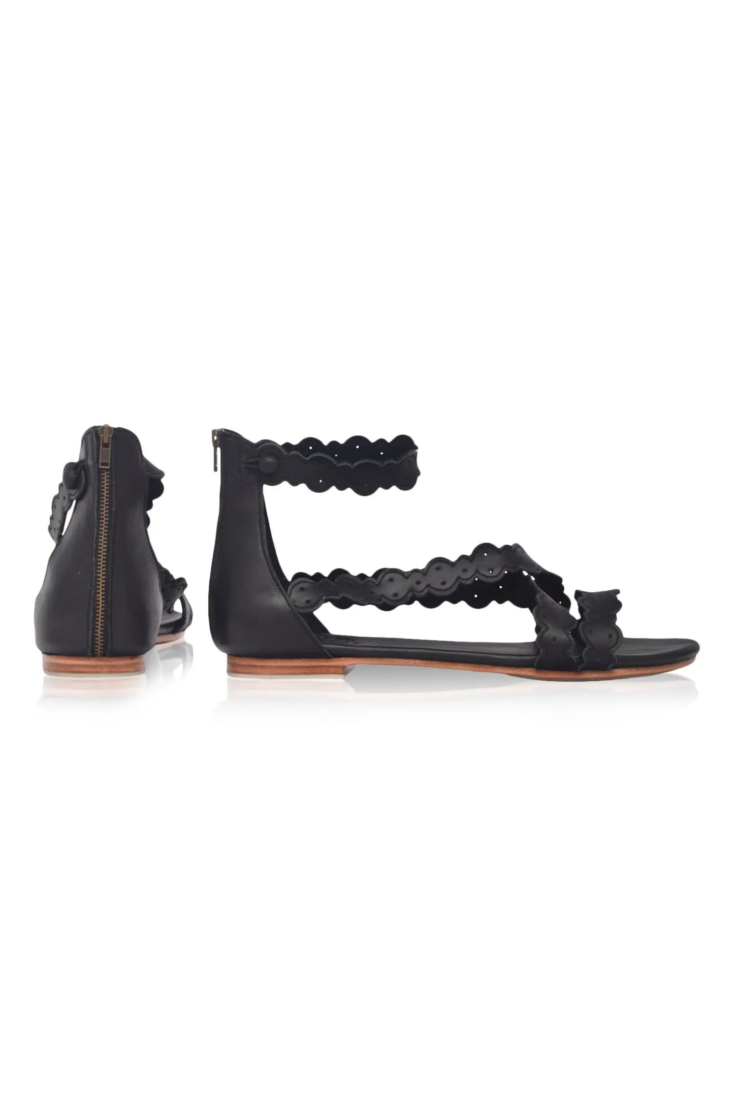 Salty Sea Scalloped Criss Cross Leather Sandals by ELF