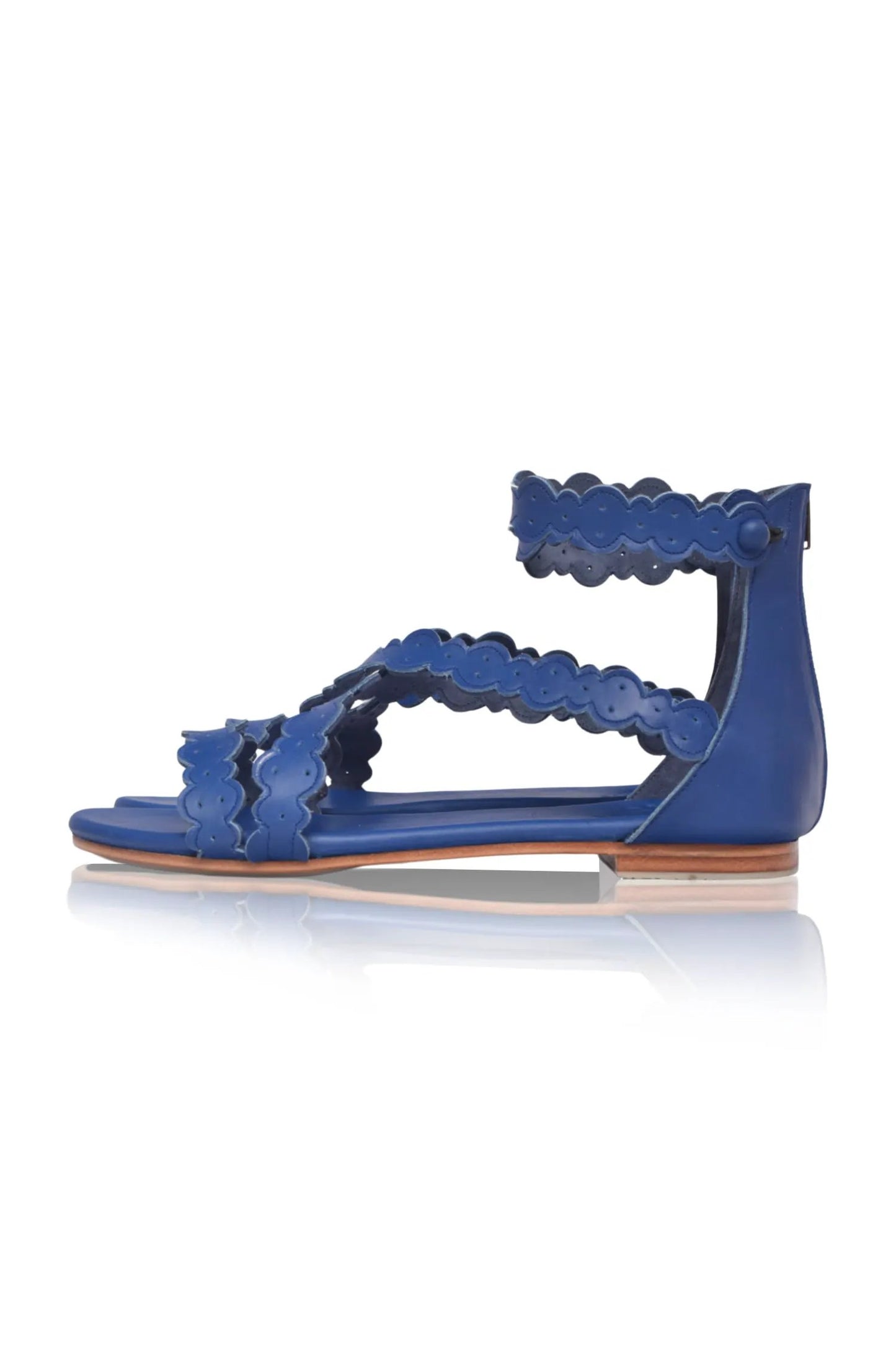 Salty Sea Scalloped Criss Cross Leather Sandals by ELF