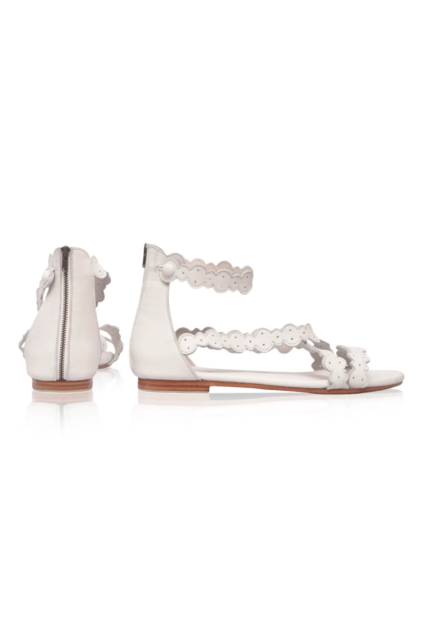 Salty Sea Scalloped Criss Cross Leather Sandals by ELF