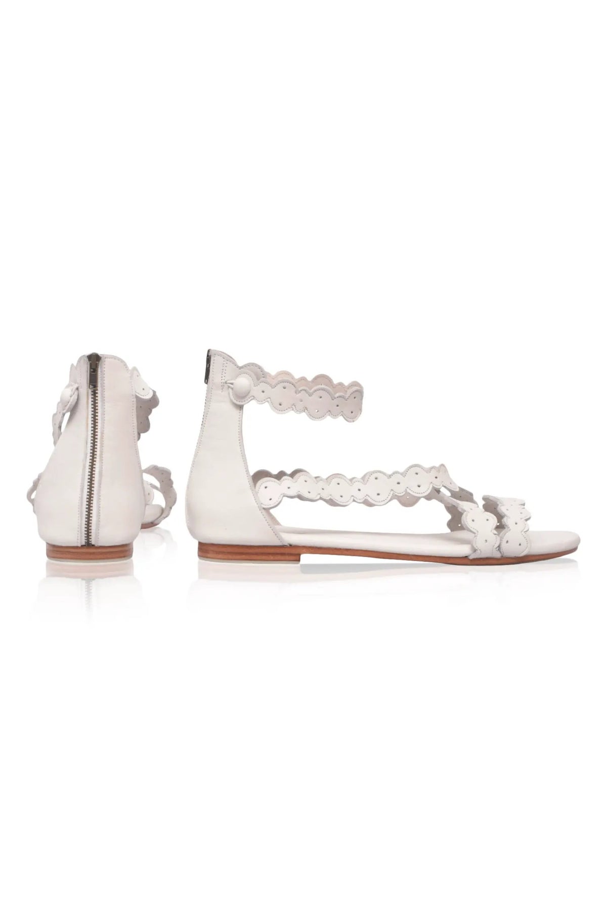 Salty Sea Scalloped Criss Cross Leather Sandals by ELF