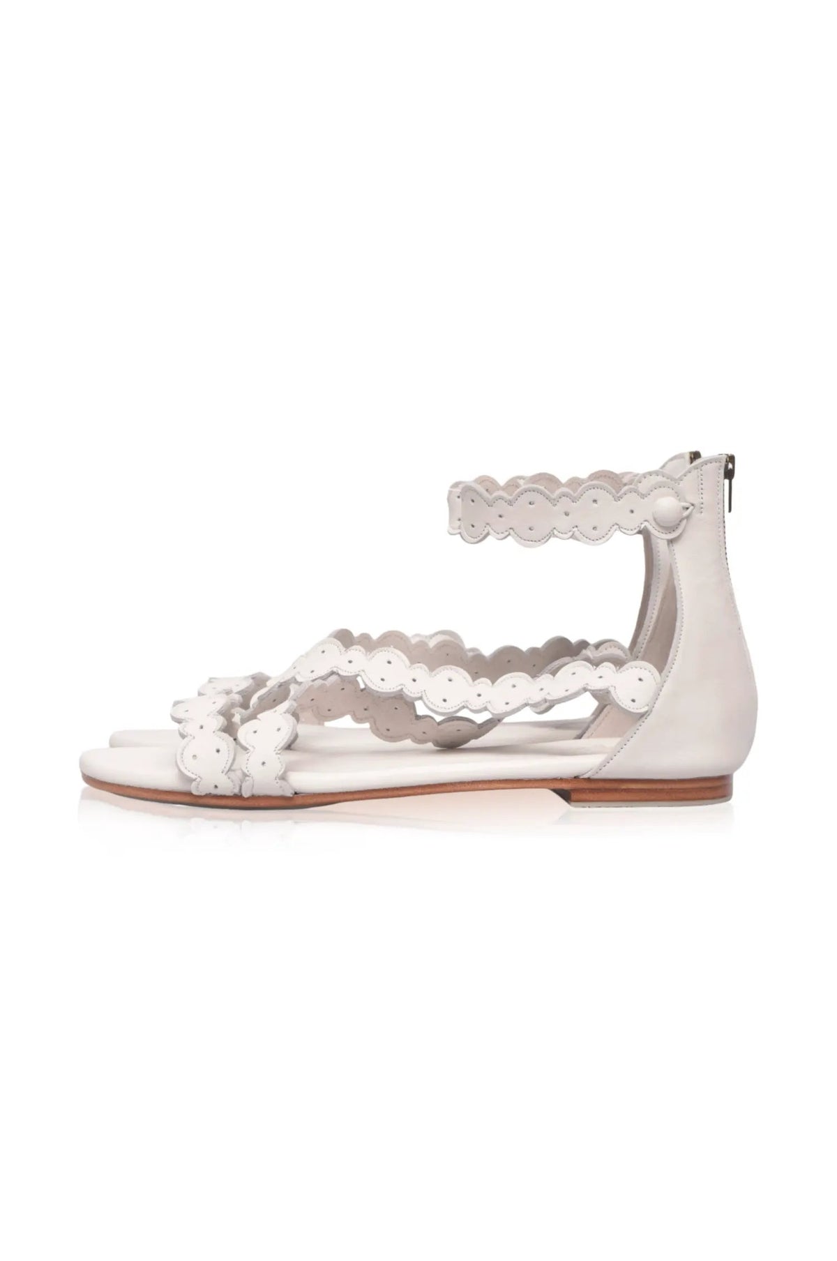 Salty Sea Scalloped Criss Cross Leather Sandals by ELF